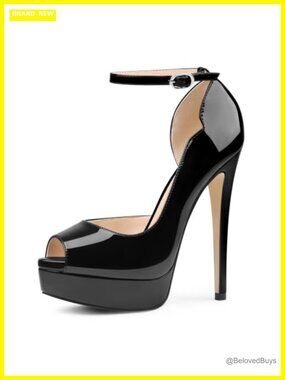Patent Peep Toe Platform Stiletto Heels Pumps Formal Evening